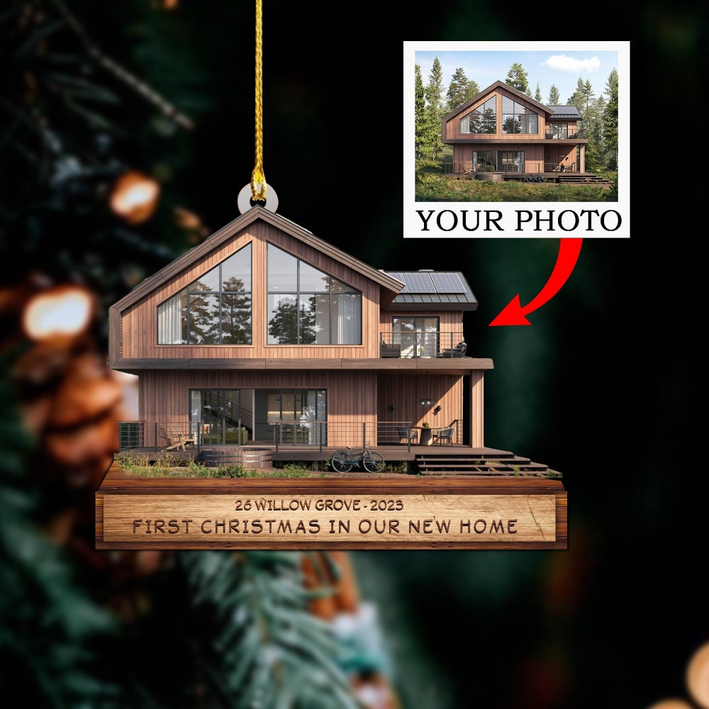 Personalized House Photo Ornament House Photo Ornament