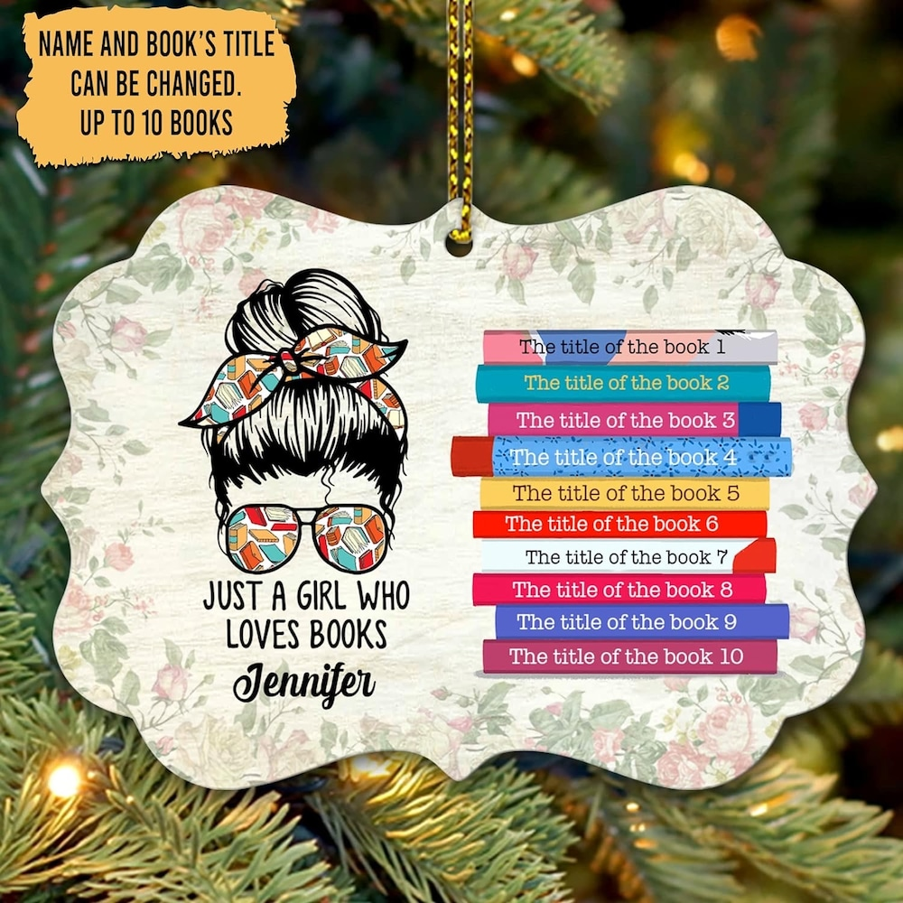 Personalized Just A Girl Who Loves Book Aluminum Ornament